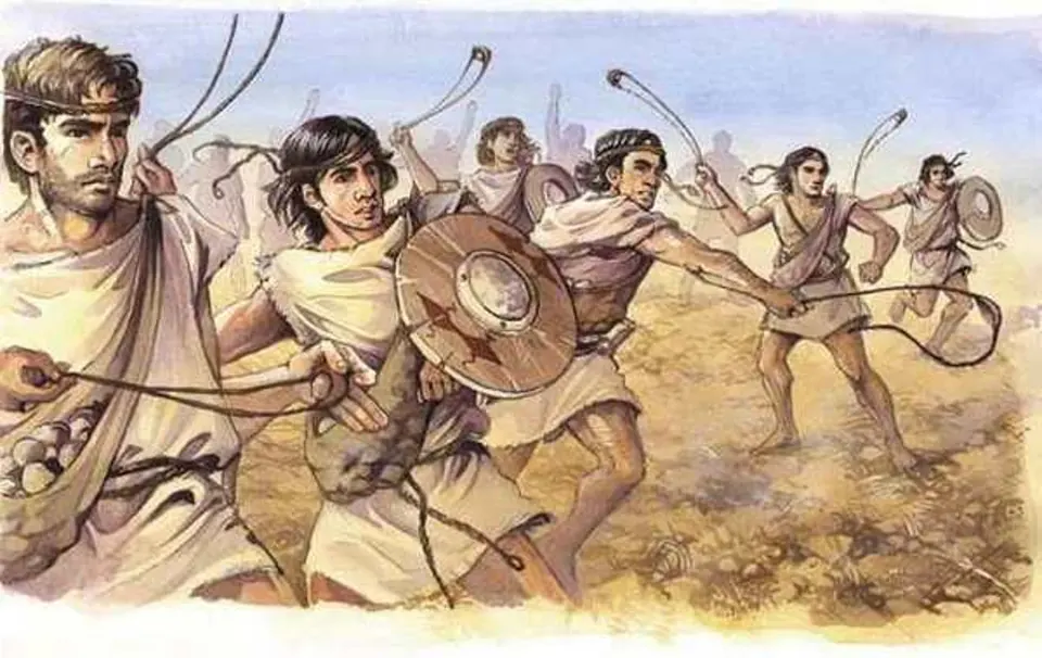 Il·lustració de fonamers menorquins llançant pedres